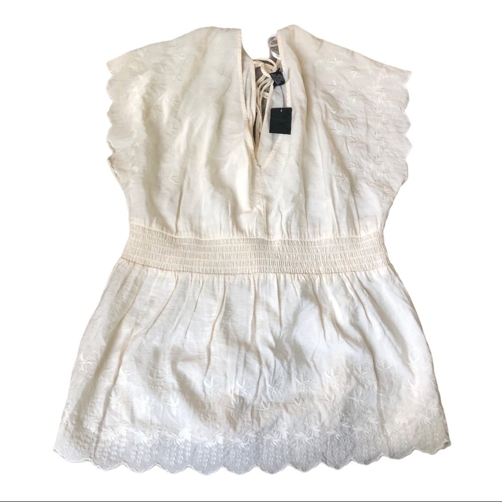 Torrid NWT cream embroidered blouse size 2